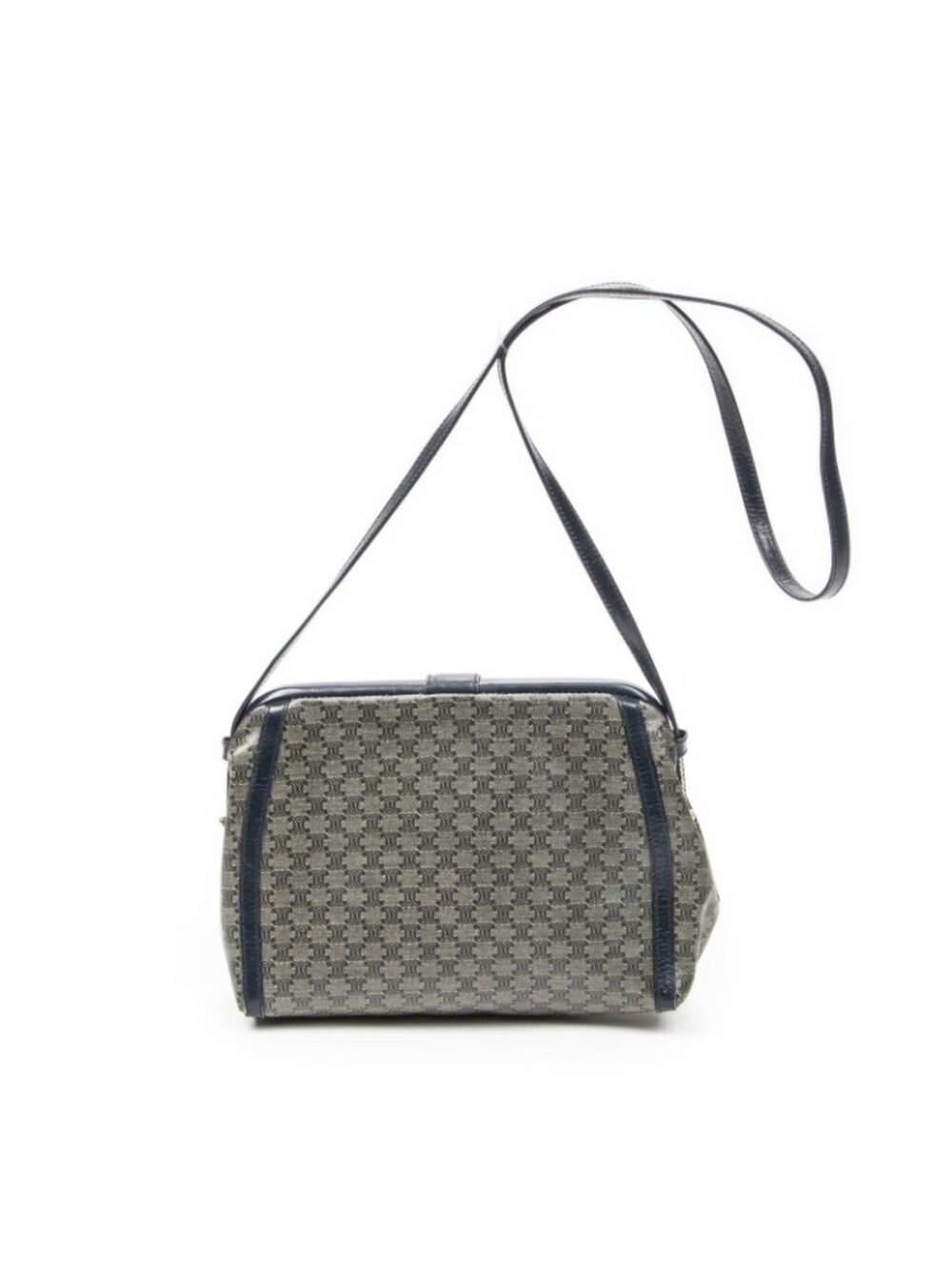Celine Vintage Flap Crossbody Navy Beige Macadam Canvas - Picture 5 of 10